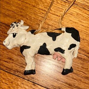 Handmade Black and White Cow Ornament
